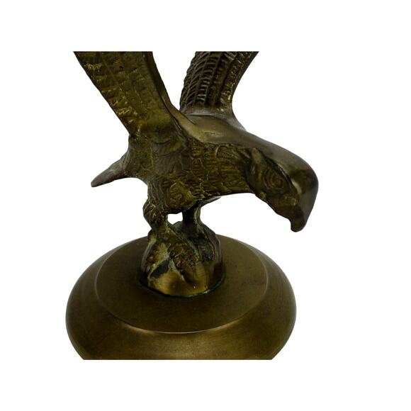 American Bald Eagle Landing Brass Statue Figure on Brass Base 7.5" x 5" wide - Picture 6 of 7